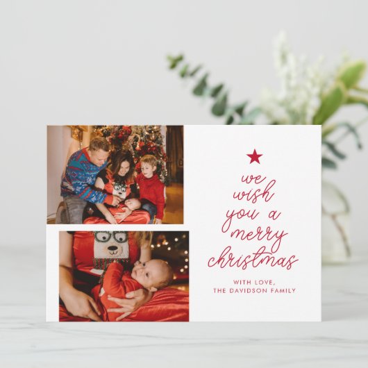 シック2フォトレッド |クリスマスのお目出しをお願い シーズンカード (スタンド正面)