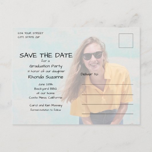 シック2写真の卒業の日付を保存 ポストカード (裏面)