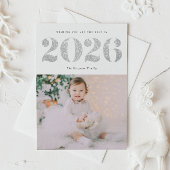 シック2022シルバーグリッターが新年のおめでとうフォトホリ シーズンポストカード