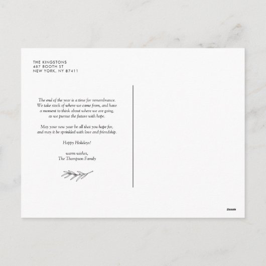 シック2022シルバーグリッターが新年のおめでとうフォトホリ シーズンポストカード (裏面)