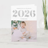 シック2022シルバーグリッターハッピーニューイヤー写真 シーズンカード (正面)