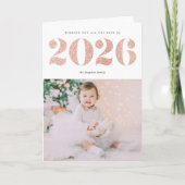 シック2022バラ金ゴールドグリッターハッピーニューイヤー写真 シーズンカード (正面)