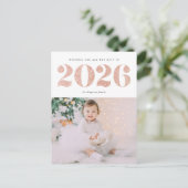 シック2022バラ金ゴールドグリッターハッピーニューイヤー写真 シーズンポストカード (スタンド正面)