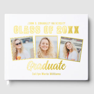 シック2025卒業3フォトコラージゴールドフォイル ゲストブック