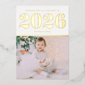 シック2025年新年の写真 箔シーズンカード (正面)