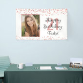 シック21歳の誕生日バラ金ゴールドグリッターフォトバナー 横断幕 (トレードショー)