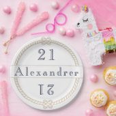 シック21歳の誕生日金ゴールドタン航海のネームクラシック ペーパープレート (パーティー)