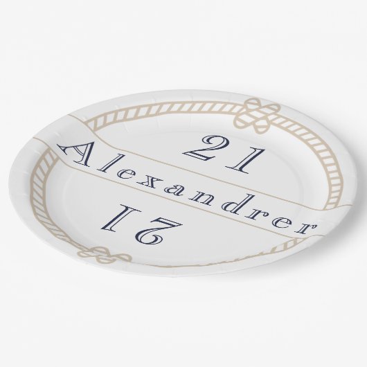 シック21歳の誕生日金ゴールドタン航海のネームクラシック ペーパープレート (アングル)