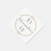 シック21歳の誕生日金ゴールドタン航海の名 スタンダードカクテルナプキン (角)