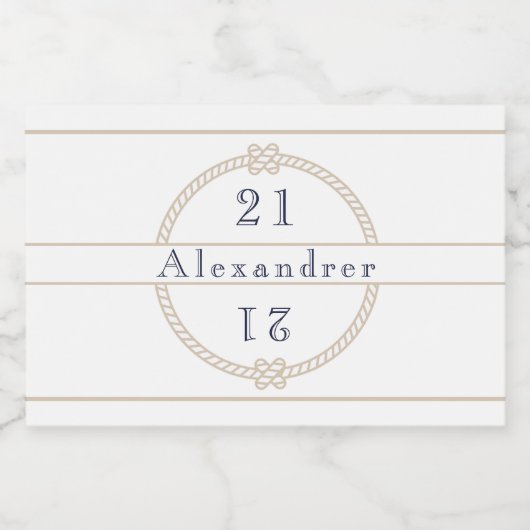 シック21歳の誕生日金ゴールドタン航海の名 スパークリングワインラベル (シングルラベル)