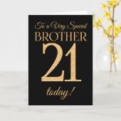 シック21番目の金ゴールド効果ブラックブラザー誕生日 カード (黄色い花)