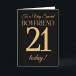 シック21st金ゴールド効果ブラックボーイフレンド誕生日 カード<br><div class="desc">ブラックの背景に、金ゴールド効果番号と「ボーイフレンド」という言葉で構成された21番の「とても特別なボーイフレンド」のシックな21歳のバースデーカード。内側のメッセージは、あなたが望みもしを変更することができる'ハッピーバースデー'</div>
