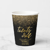 シック21thバースデーブラックアンド金ゴールドグリッター 紙コップ (裏面)