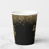 シック21thバースデーブラックアンド金ゴールドグリッター 紙コップ (右)