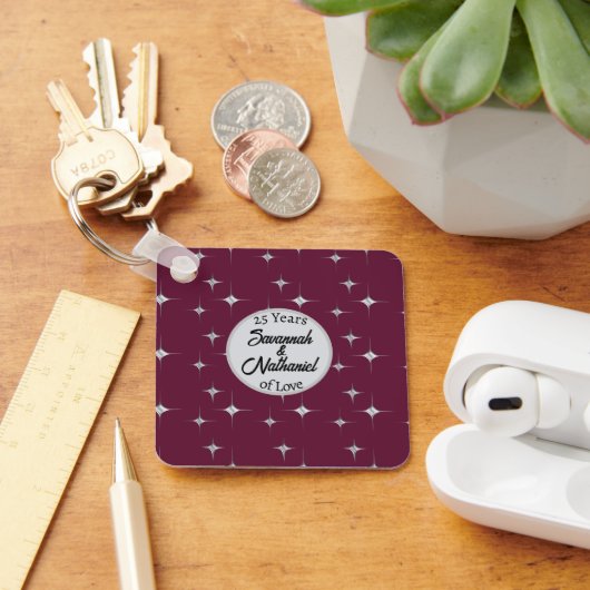 シック25周年記念カスタムカップル写真 キーホルダー (デスク)