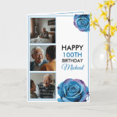 シック3フォトコラージュ100誕生日 カード (黄色い花)