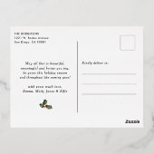 シック3フォトボモダンタニカルメリークリスマス金ゴールド 箔シーズンポストカード (裏面)