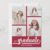 シック4フォトクリムゾンレッド卒業 案内状 (正面)