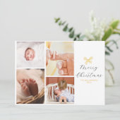 シック4フォトコラージュ金ゴールドボウメリークリスマス シーズンカード (スタンド正面)