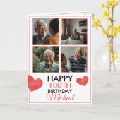 シック4フォトコラージュ100誕生日 カード (黄色い花)