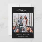 シック4モダンフォトコラージュWebサイトブラック結婚ズ サンキューカード (正面)