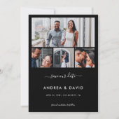 シック4モダンフォトコラージュWebサイトブラック結婚ズ セーブザデート (正面)