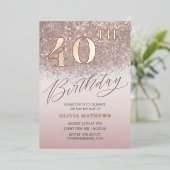 シック40歳の誕生日実在バラ金ゴールド 箔招待状