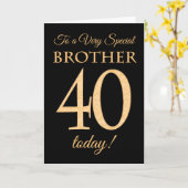 シック40番目の金ゴールド効果オンブラック・ステプソン誕生日 カード (黄色い花)