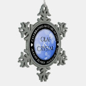 シック45th 51st 65thサファイヤ結婚の記念日 スノーフレークピューターオーナメント (左)