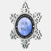 シック45th 51st 65thサファイヤ結婚の記念日 スノーフレークピューターオーナメント (右)