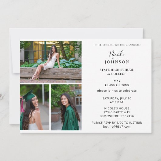 シック5数々のフォト卒業パーティー 招待状 (裏面)