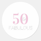 シック50と素晴らしいタイポグラフィピンク誕生日 ラウンドシール (正面)