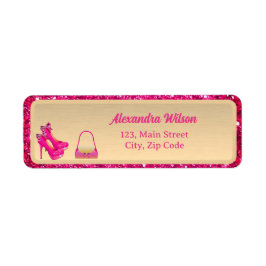 シック50と素晴らしいハイヒール金ゴールドピンクのキラキラ ラベル