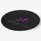 シック50と素晴らしいホットピンクブラック誕生日パーティー ペーパープレート (アングル)