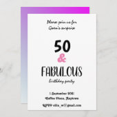 シック50と素晴らしい文字誕生日パーティー 招待状 (正面/裏面)