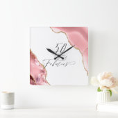 シック50ファブラスバラ金ゴールドグリッタータイポグラフィ スクエア壁時計 (ホーム)