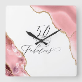 シック50ファブラスバラ金ゴールドグリッタータイポグラフィ スクエア壁時計