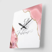 シック50ファブラスバラ金ゴールドグリッタータイポグラフィ スクエア壁時計 (傾斜)