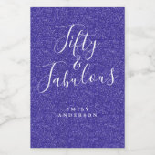 シック50ファブルースブルーグリッター名50th誕生日 ワインラベル (シングルラベル)