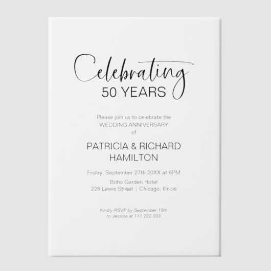シック50周年結婚招待状 ベラム紙招待状 (正面)