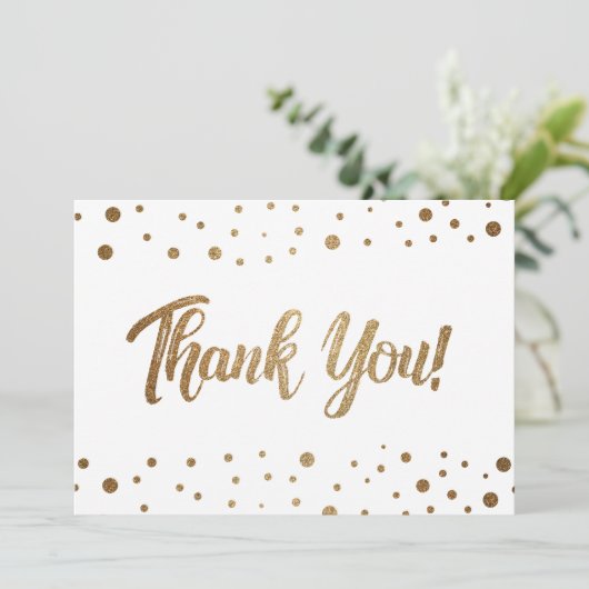 シック50歳の誕生日フェイク金ゴールド感謝してい紙吹雪you ca サンキューカード (スタンド正面)