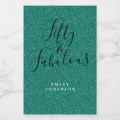 シック50素晴らしいグリーングリッター名50th誕生日 ワインラベル (シングルラベル)