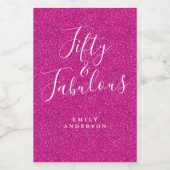 シック50素晴らしいピンクグリッター名50th誕生日 ワインラベル (シングルラベル)