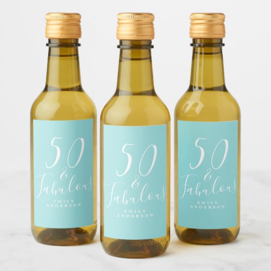 シック50素晴らしいブルーネーム50th誕生日 ワインラベル (ボトル)