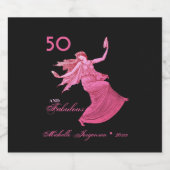 シック50誕生日ピンクウィメンダンサー個人名 スパークリングワインラベル (シングルラベル)