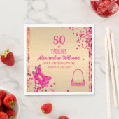 シック50&素晴らしいハイヒール金ゴールドホットピンクグリッター スタンダードランチョンナプキン (インサイチュ)