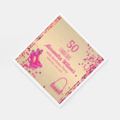 シック50&素晴らしいハイヒール金ゴールドホットピンクグリッター スタンダードランチョンナプキン (角)