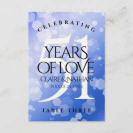 シック51thサファイヤ結婚の記念日テーブルカード サンキューカード