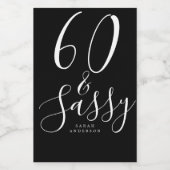 シック60サッシー白黒名60th誕生日ギフト ワインラベル (シングルラベル)