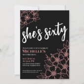 シック60ブラックバラ金ゴールド60th誕生日パーティー 招待状 (正面)